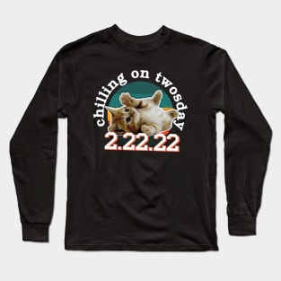 Chilling on twosday / 22222 / pet lover gift idea Long Sleeve T-Shirt